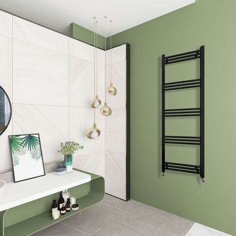 Aica Radiador toallero 1650x500mm Negro Radiador secador y Calentador de toallas Radiador estilo escalera Calefacción de baño (no eléctrico) (1/5)