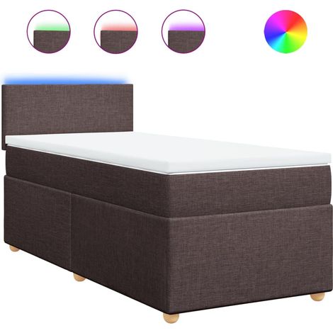 Lit simple Lit adulte Sommier à lattes de lit avec matelas Marron foncé 90x190 cm