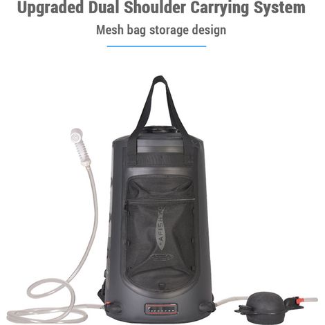 Ortviai Sacoche Douche Portable pour Camping 20 L avec Chauffage Solaire, Matériau TPU et Indicateur de Température