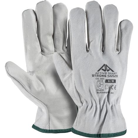 GUANTI DA LAVORO PELLE BOVINA PIENO FIORE M-XXL 12PAIA EDILIZIA GIARDINO ACTIVE, "10/XL"