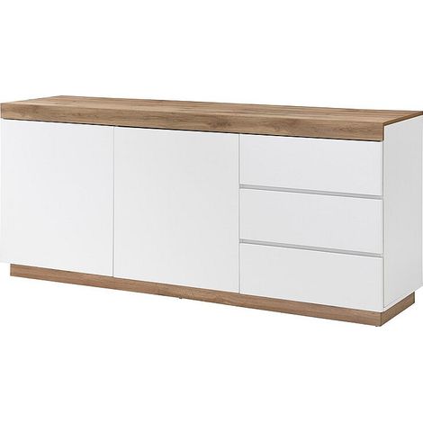Credenza 2 ante e 3 cassetti Bianco e Naturale - RENIRI
