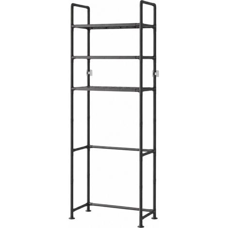Étagère de rangement à 3 niveaux pour toilettes, noire, autoportante, sans perçage. (1/5)