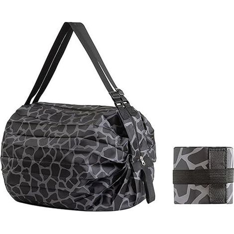 Sac cabas portable pliable motif léopard noir, grand format multifonction, bandoulière sport voyage, réutilisable (1/5)