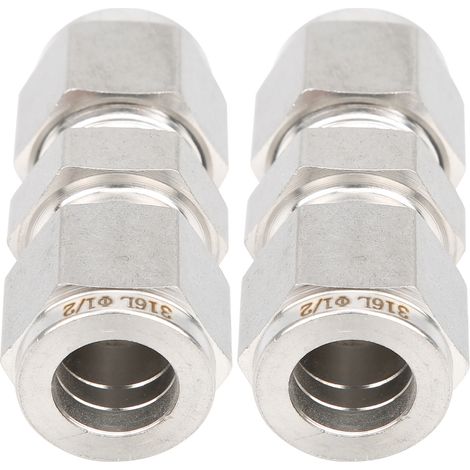 2 raccords à compression droits à double anneau en acier inoxydable 316 pour tuyaux (Ф1/2) (1/5)