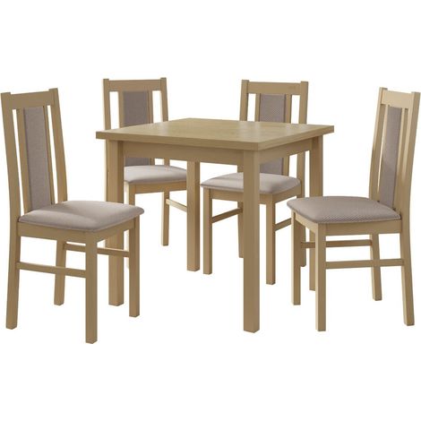 Conjunto de mesas y sillas para comedor Victorville 310, Roble Sonoma, 78x80x80cm, Diámetro: 0, Número de asientos: 4, Estilo: Contemporary