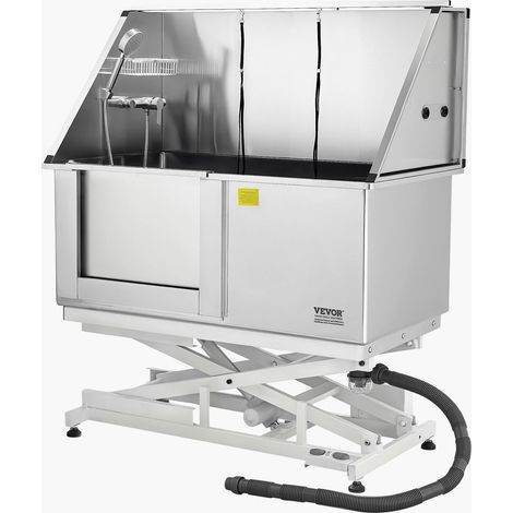 Station de lavage électrique pour chiens, baignoire de toilettage en acier inoxydable de 127 cm, robinet et douchette (1/5)
