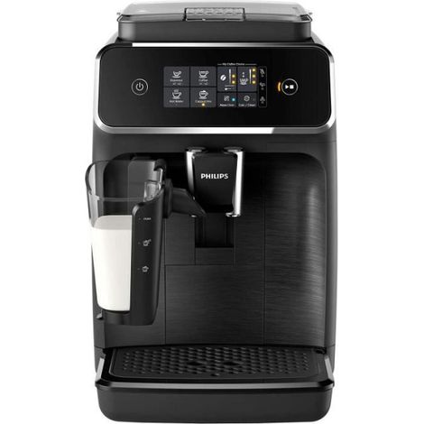 Philips – Cafetière expresso automatique – Broyeur céramique 12 niveaux – Carafe LatteGo – 1,8 L – Noir mat – Filtre AquaClean pour 5000 tasses (1/2)