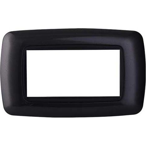 Ettroit Plaque compatible Bticino Livinglight 4 modules arrondie plastique coloris graphite acier foncé - LN88407