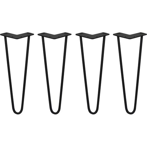 4 x 14" Hairpin Legs - 2 Prong - 10mm - Black