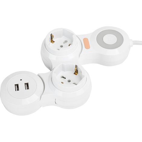 Multiprise déformable à 2 prises concaves, 10 A, chargement USB, sécurité, prise UE 220 V-250 V (1/5)