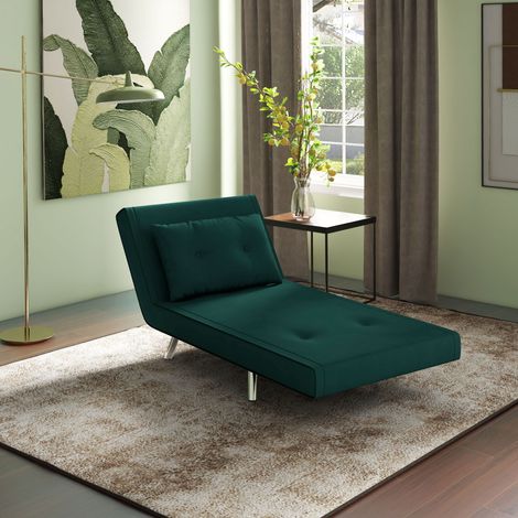 Sillón Cama Convertible 3 en 1, Respaldo Ajustable en 3 Posiciones con Cojín, Función Cama, Poliéster, Verde Oscuro (1/5)