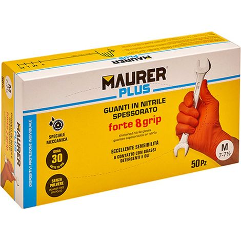 GUANTI NITRILE SPESSORATI "FORTE 8 GRIP" TG.L MAURER PLUS (CF.50PZ)