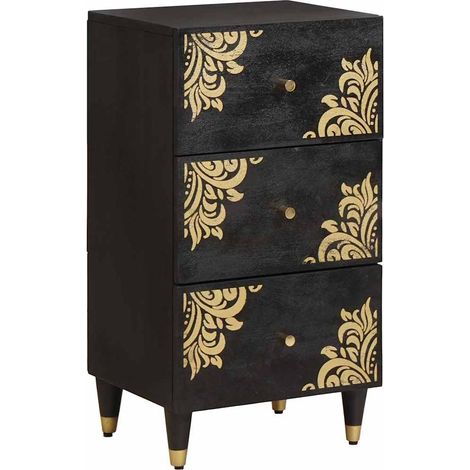 Sideboard mit Regal Schwarz 40 x 33 x 75 cm Massivholz Mango vidaXL