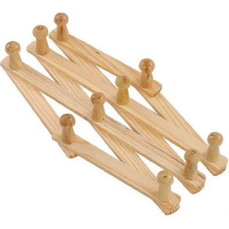 Nouveau porte-manteau mural extensible en bois naturel, avec crochet accordéon et système d'extension pour portes. (1/5)