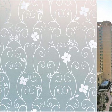 Autocollants pour fenêtre 45 x 100 cm - Verre opaque givré - Motif fleur en fer forgé - blanc (1/5)