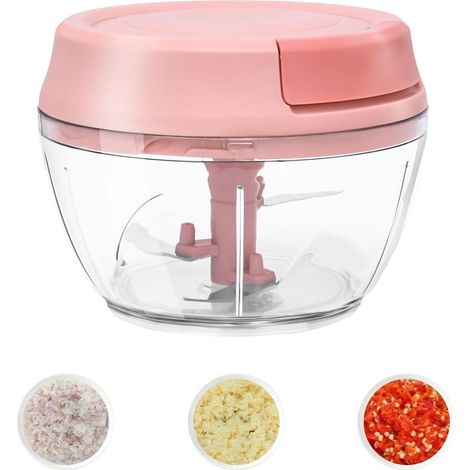 Mini hachoir à ail manuel pour la cuisine, coupe-oignon, hachoir à ail, rose, 500 ml (1/5)