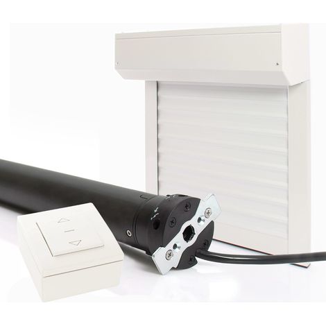 Volet roulant électrique filaire Alu Blanc - L240 x H215 cm - Motorisé avec commande murale, recoupable (1/3)