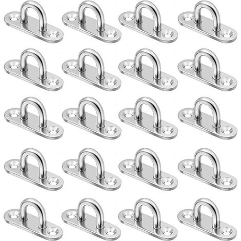 20 stainless steel M5 eye plates - for wall/ceiling mounting, sails, suspensions (1/4)