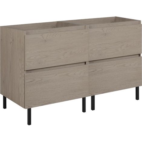 Mobile da bagno 120 cm (2x 60) + piedini per mobili, Colore: Rovere Scuro, 120 x 46 x 80,7 cm, senza piano di lavoro (1/5)