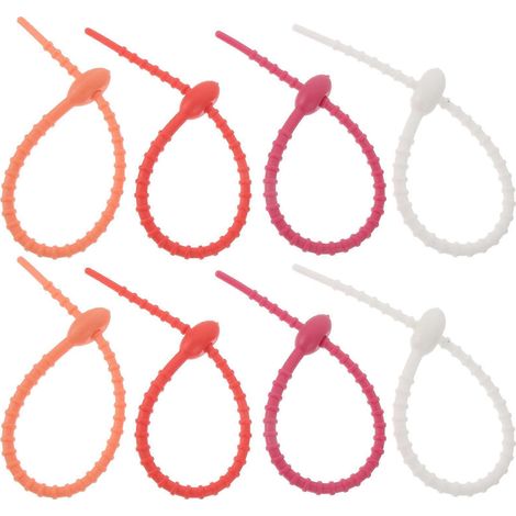 Lot de 10 attaches en silicone colorées et polyvalentes, idéales pour les sacs, le pain, la conservation des aliments, les câbles et les en-cas (modèle aléatoire).-23.00X1.00X1.00CM