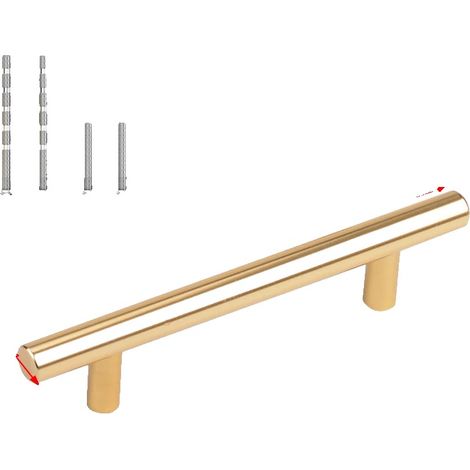 Tiradores y pomos para muebles, acero inoxidable, uso versátil, 20 unidades, color dorado, 96 mm (1/2)