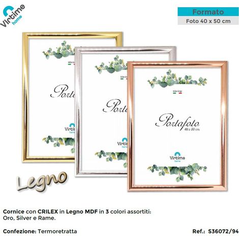 1 Pezzo Cornice Portafoto da Parete in ABS e Legno Cromata 40 x 50 cm 3 Colori (1/3)