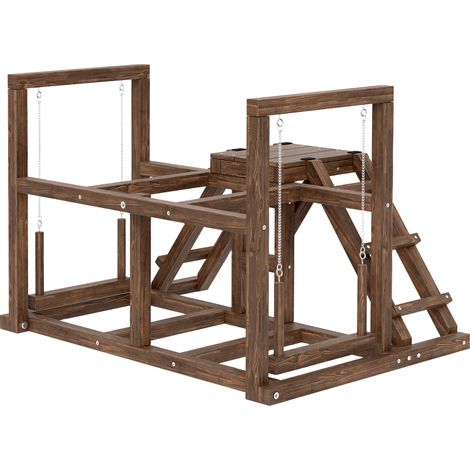 Perchoir bois pour poule avec balançoire échelle plateformes 82 x 60 x 55 cm