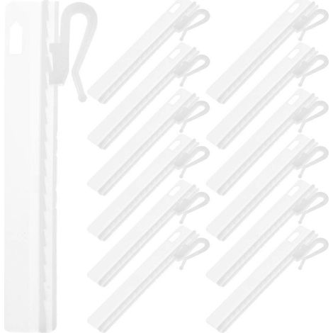 Lot de 25 crochets de tringle à rideaux en plastique réglables, avec pince pour ruban adhésif.-9.5X2.5X1CM-White (1/3)
