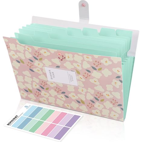 Trieur 8 Compartiments A4 Trieur Document Pochette Trieurs rangement papier administratif ,Sac de rangement pour documents, extensible, fermeture à pression, pour le bureau,rose (1/5)