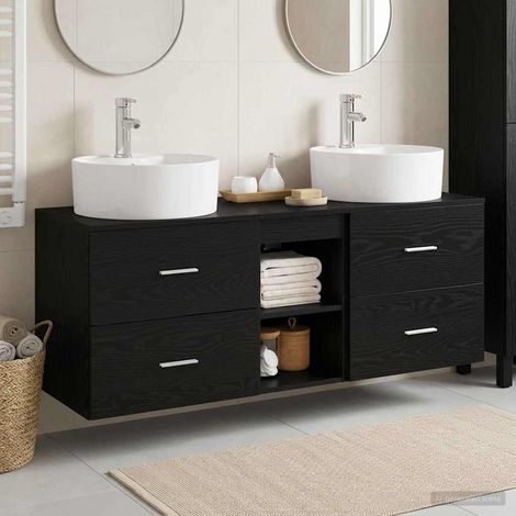 vidaXL Bathroom Cabinet Set 3 pcs Black 129 x 44.5 x 82 cm (1/5)