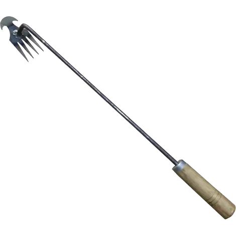 Dsherbeur de terrasse 4 dents avec manche en bois tendu (1/5)