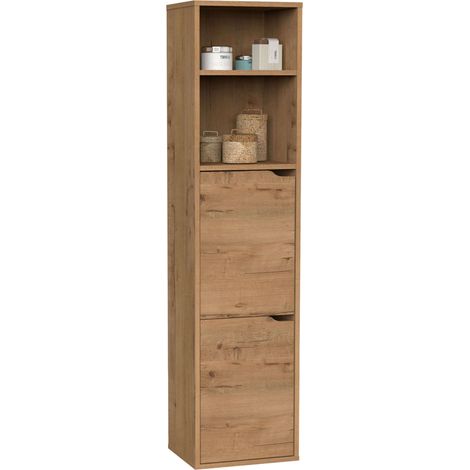 Columna Para Baño Suspendida Nadia Color Roble Gold o Blanco 2 Cajones 2 Armarios 150x37x30 cm (1/5)