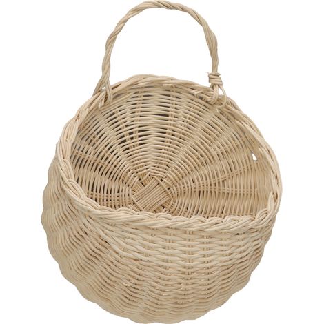Panier mural en rotin multifonctionnel, panier de rangement tissé mural pour la maison, beige