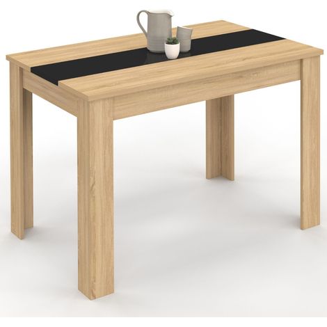 Tavolo da pranzo ROZY per 6 persone effetto faggio e nero 110 cm (1/5)