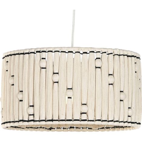 Suspension coton jute naturel esprit bohème chic noir et écru - écru naturel et noir contrasté (1/5)