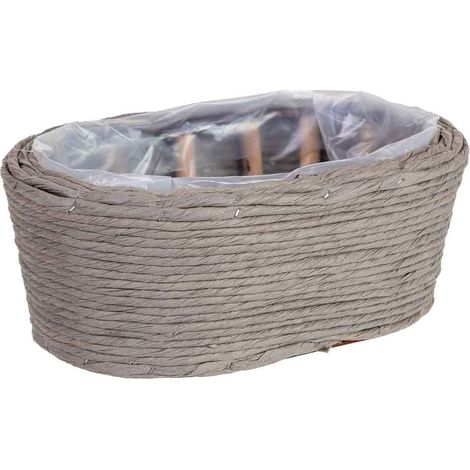 Cesto ovalado de mimbre gris 28x19x11h cm (1/5)