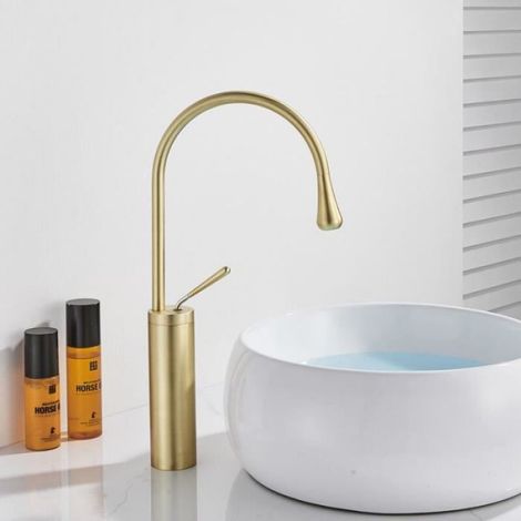 Robinet Mitigeur Monocommande - Hauteur 185 mm - Buse Cascade - Pour Lavabo Et Vasque - Métal (1/4)