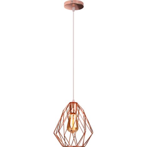Suspension Luminaire D'Intérieur Rétro Plafonnier Moderne Lampe À Suspension Vintage En Métal Pour Chambre Intérieure Café Bar Or Rose E27