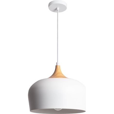Lámpara Colgante Metal y Madera Serena Blanco