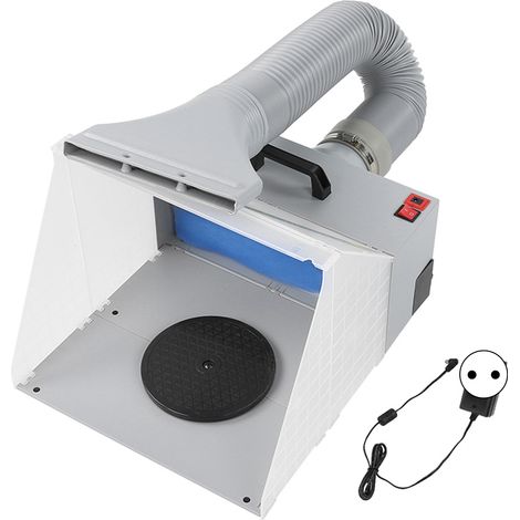 Cabine de pulvérisation d'aérographe avec table tournante, ensemble d'extracteur de filtre d'échappement pliable pour modèles d'artisanat et de peinture, prise ue 100 à 240V, 50HZ (1/5)