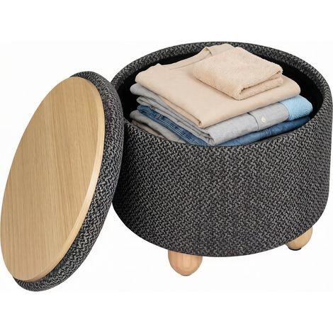 Pouf rond, pouf de rangement pratique, pouf à chaussures, marchepied (pouf à chaussures uniquement) (1/5)