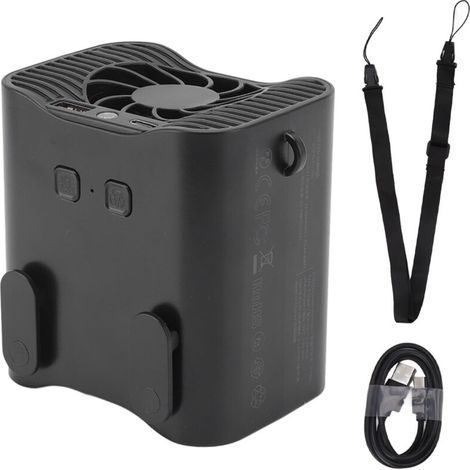 Ventilateur de Ceinture Rechargeable 3 Vitesses avec Lampe LED et Batterie de Secours pour Randonnée Camping Voyage
