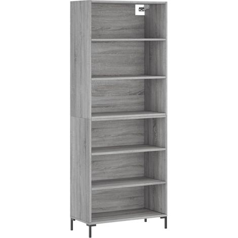 Buffet bahut commode armoire meuble de rangement organisateur cuisine salle de séjour salon sonoma 69,5 x 32,5 x 180 cm bois d'ingénierie gris