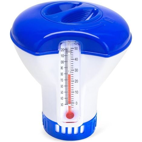 Distributeur de chlore flottant, doseur de chlore automatique, doseur flottant pour spa, diffuseur de chlore, distributeur de produits chimiques pour piscine (avec thermomètre) (1/5)