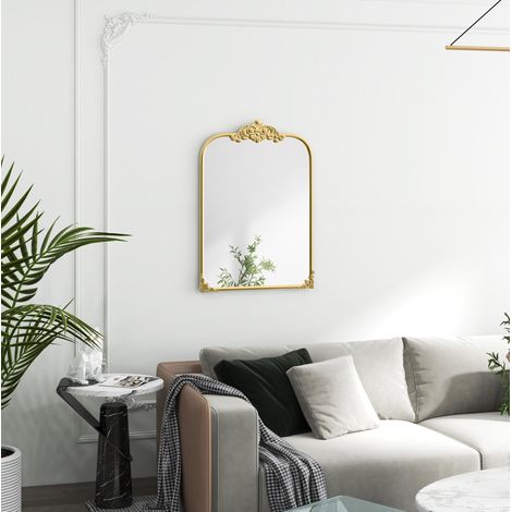 Espejo de pared barroco 60x87 cm de vidrio y metal dorado, para salón – MEUBLIV (1/5)