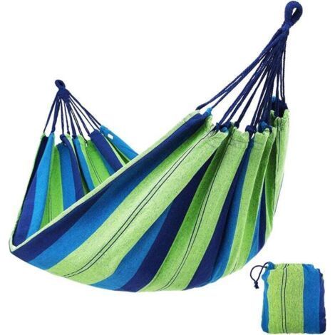 UlisemOutdoor Cotton Single/Double Garden Hammock, Ideal for Camping, Gardening and Traveling (Blue, 190cm x 150cm) (1/4)