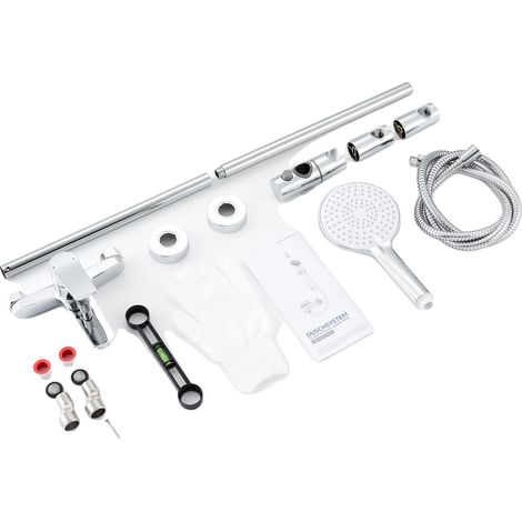 Duschmischer, Wandmontage-Design, Handbrause-Set, Chrom - 3 Düsen, G1/2, 70cm (1/2)