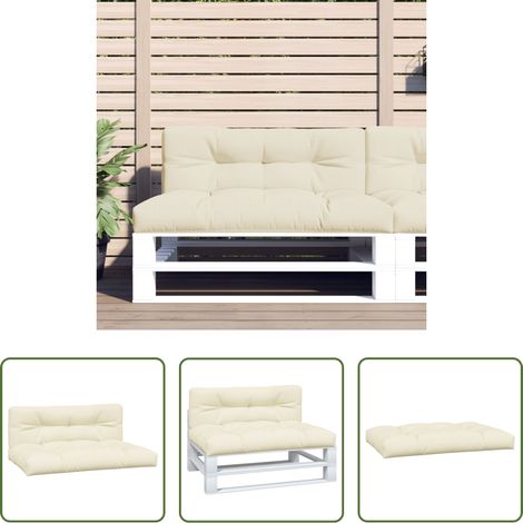 vidaXL Gartenmöbel -  Palettenkissen 2-tlg. Creme Stoff