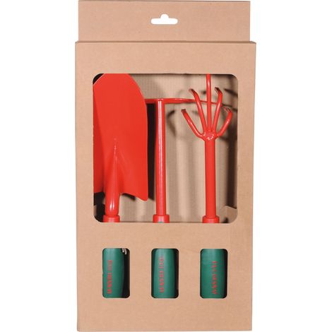 Lot outils de jardin (Griffe, serfouette, transplantoir) manche bi matière