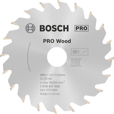 Bosch PRO Wood cordless Kreissägeblatt, 85 x 1,1 x 15 mm, T20 (1/5)